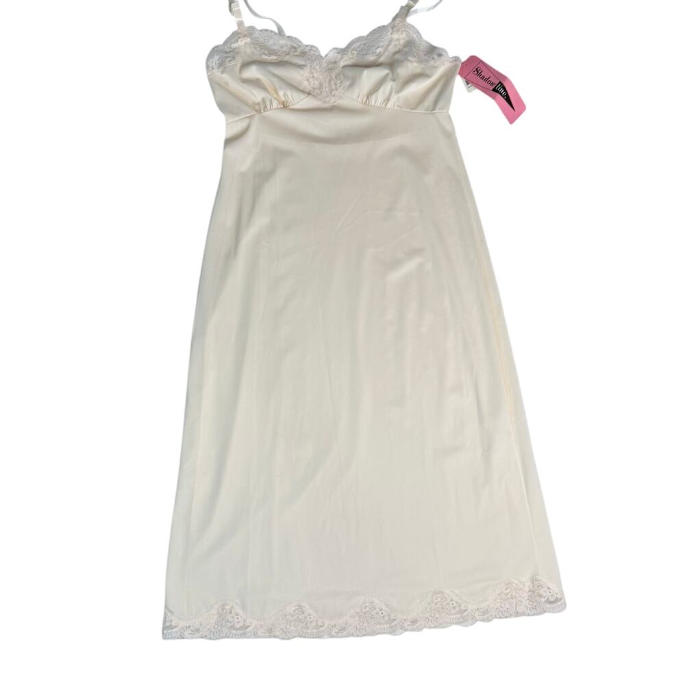 Vintage Shadowline Opacitrique Ivory Full Slip Dress Lace Trim Size XS SM NWT